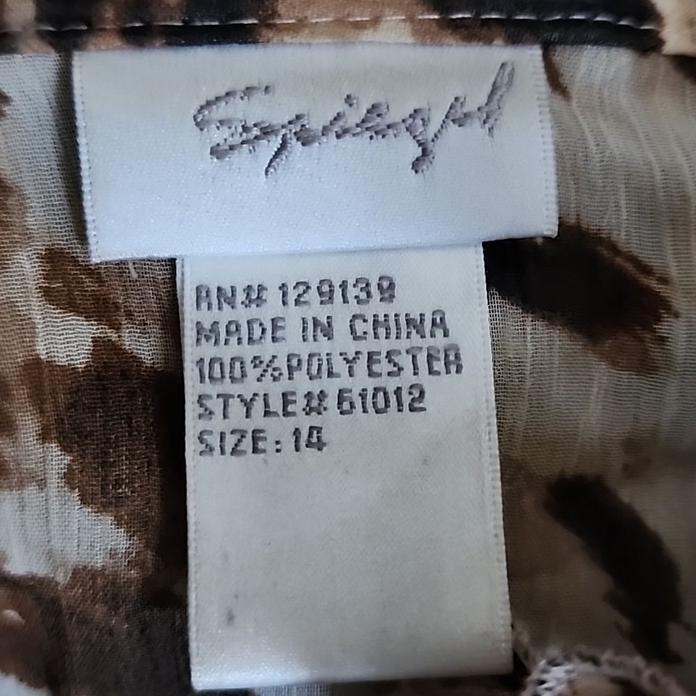 Vintage Spiegel Double Ruffle Neckline Long Sleeved Leopard Print Blouse - Picture 7 of 10